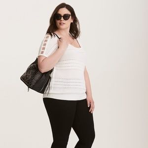 Open Stitch Lattice Shoulder Sweater - Size 1